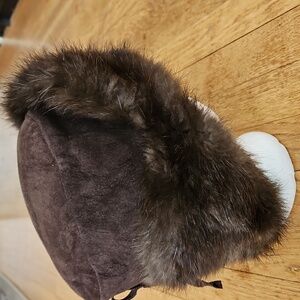 Vintage real fur russian style ushanka trapper hat